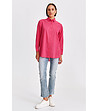 Розова дамска риза с асиметрична дължина-4 снимка