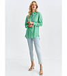 Памучна светлозелена дамска риза-3 снимка