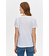 Бяла памучна дамска тениска с декорация-1 снимка