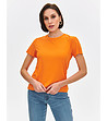 Оранжева дамска тениска с изчистен дизайн-0 снимка