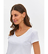 Бяла дамска памучна тениска Opal-2 снимка