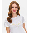 Памучна дамска тениска в бяло-2 снимка