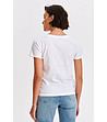 Бяла памучна дамска тениска с пейсли декорация-1 снимка