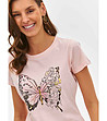 Дамска памучна тениска в розов нюанс-2 снимка