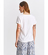 Памучна дамска тениска в бяло с декорация-1 снимка