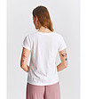 Бяла дамска тениска от памук с надпис-1 снимка