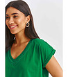 Памучна дамска блуза в зелен нюанс-2 снимка