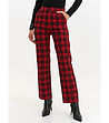 Дамски памучен панталон на каре в червено и черно-0 снимка