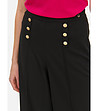 Черен дамски панталон с декоративни копчета-2 снимка