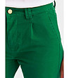 Зелен памучен дамски панталон-2 снимка