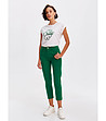 Зелен памучен дамски панталон-3 снимка