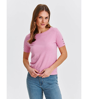 Дамска блуза от фино плетиво в розов нюанс снимка