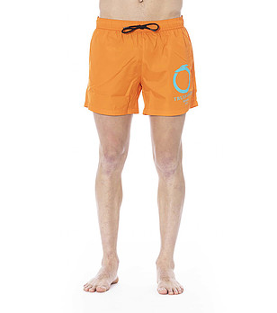 Мъжки къси плажни шорти в оранжево снимка