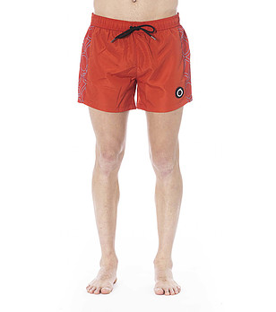 Мъжки къси плажни шорти в червен нюанс снимка