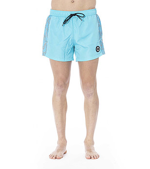 Мъжки къси плажни шорти в светлосиньо снимка