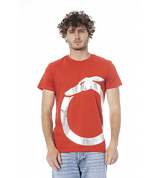 Памучна червена мъжка тениска снимка