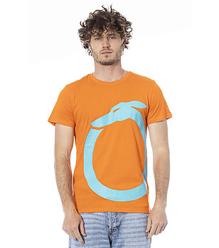 Памучна оранжева мъжка тениска снимка