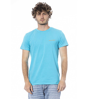 Светлосиня памучна мъжка тениска снимка