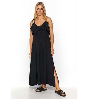 Елегантна дълга рокля в черен цвят Stelana снимка