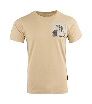 Бежова памучна мъжка тениска Wedor снимка