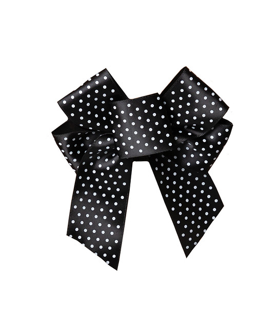 Декоративна панделка за сутиен в черно на бели точки снимка