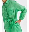 Зелена памучна дълга риза-3 снимка