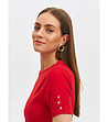 Червена дамска блуза от фино плетиво-2 снимка