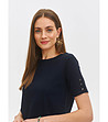 Дамска блуза от фино плетиво в тъмносин цвят-2 снимка
