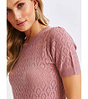 Ефектна дамска ажурена блуза от фино плетиво в розов нюанс-2 снимка