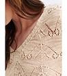 Ефектна дамска ажурена блуза от фино плетиво в бежов нюанс-3 снимка