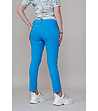 Дамски син еластичен панталон с джобове-1 снимка
