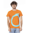 Памучна оранжева мъжка тениска-0 снимка
