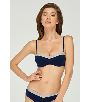 Горнище на бански тип бандо в тъмносиньо и бежово Clear Influence снимка