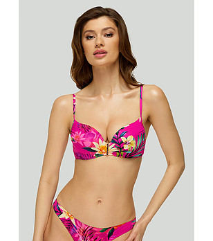 Горнище на бански в розово с принт Tropical Utopia снимка