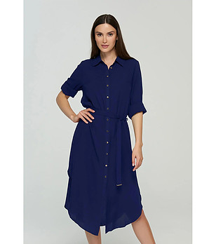 Тъмносиня плажна рокля тип риза Ilara снимка