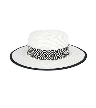 Дамска лятна шапка в бяло и черно  снимка