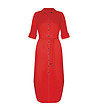 Червена миди рокля тип риза с копчета-3 снимка