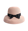 Розова дамска шапка с черна лента и панделка-0 снимка