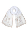 Бял дамски шал с флорални мотиви Via-0 снимка