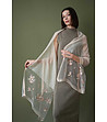 Светлобежов дамски шал с флорални мотиви Via-0 снимка