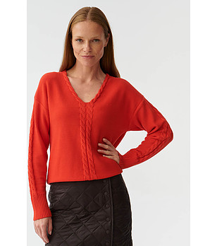 Дамски пуловер Poli в оранжев нюанс  снимка