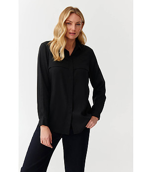 Черна дамска риза от лиосел Korota снимка