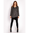 Дамско асиметрично палто в цвят графит-2 снимка