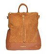 Кожена дамска раница в цвят коняк  с цип Loreta-1 снимка