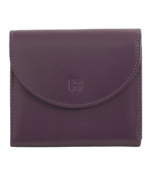 Тъмнолилав дамски кожен портфейл Malaita снимка