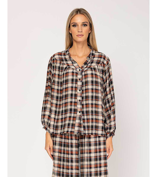 Каре блуза oversize с копчета и широки ръкави снимка