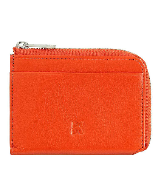 Кожен мъжки портфейл в оранжево с RFID защита снимка