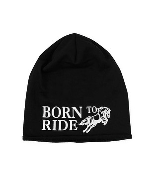 Черна unisex шапка с надпис Born to ride снимка