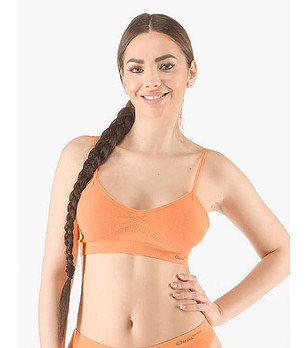 Дамски спортен сутиен с меки чашки в оранжев нюанс снимка