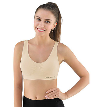 Спортен сутиен в бежов цвят снимка